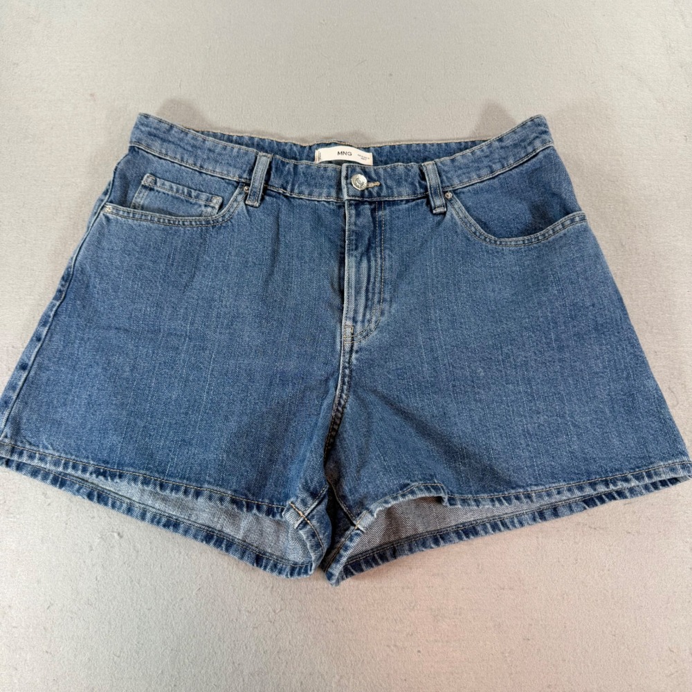Mango MNG Denim Shorts Womens 10 Medium‎ Wash High Rise Blue 5 Pocket